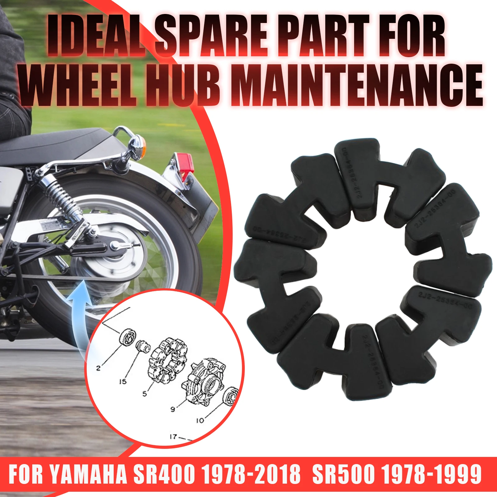For Yamaha SR400 1978-2018 SR500 1978-1999 Motorcycle Rear Wheel Hub Damper Rubber Buffer Cushion Set Cush Drive