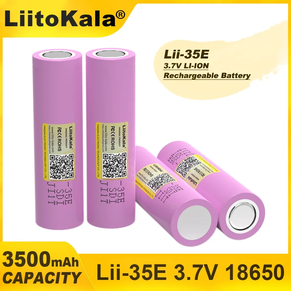 Liitokala INR18650 35E Original 18650 Lithium Battery 3500mAh 3.7V 25A High Power for Electrical Tools Flashlight