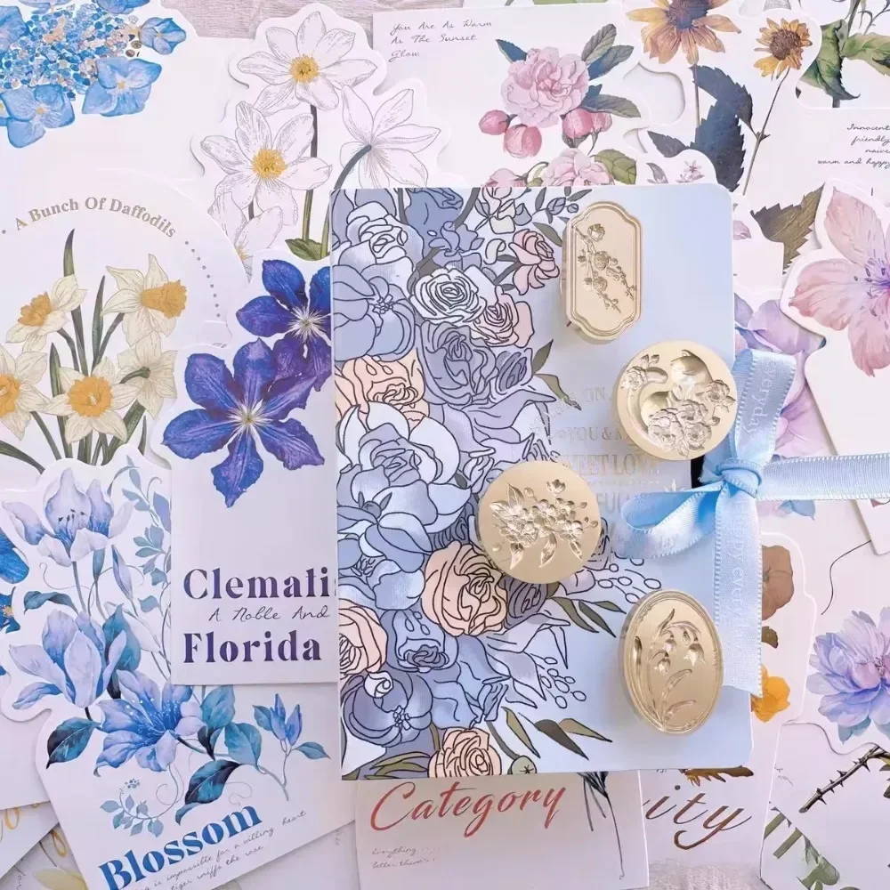 Cire de fleur de thé scellée en métal, autocollant de scellage de décoration de cadeau, carte d'invitation de mariage, bricolage, 2024