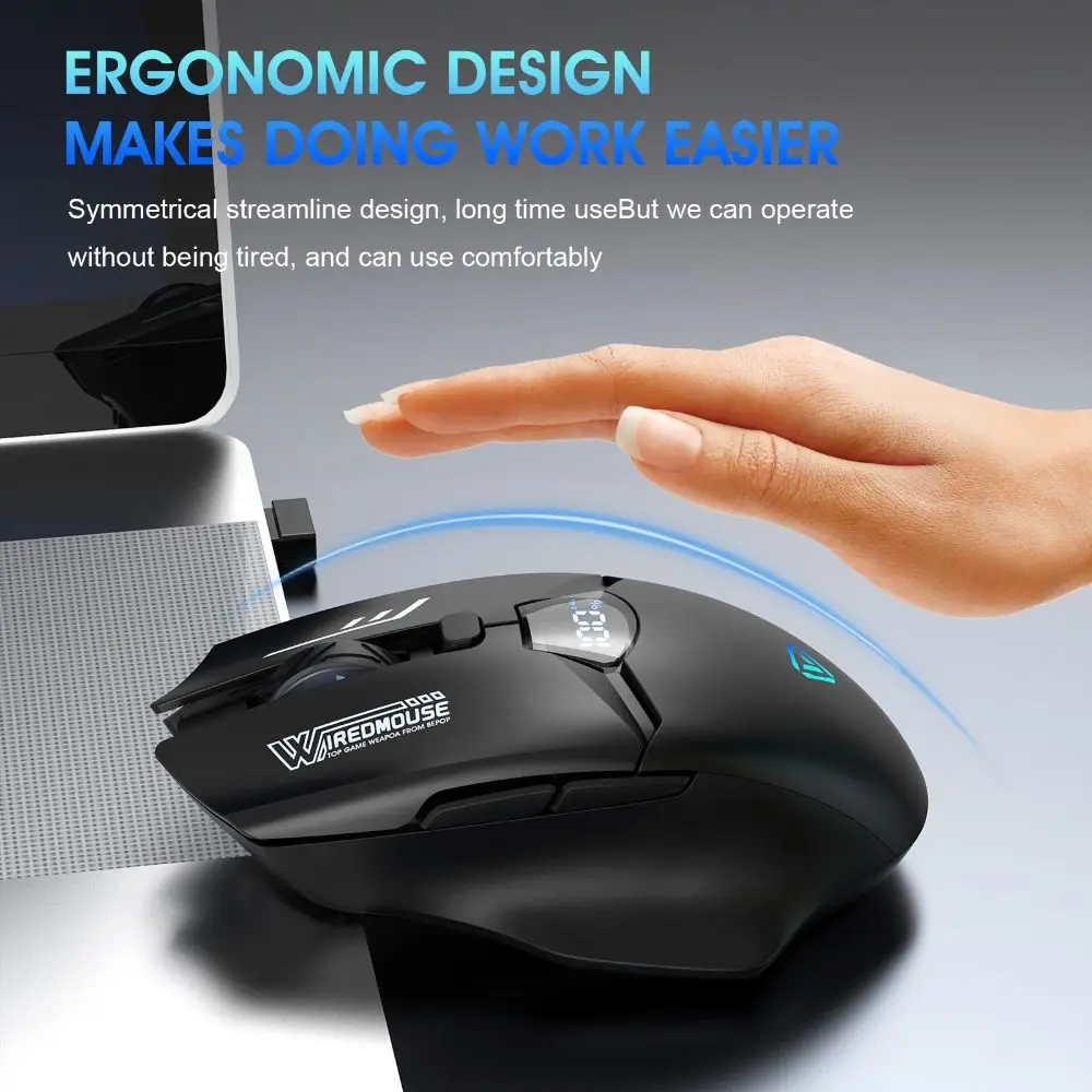 

Dual-Mode Wireless Mouse Smart LCD Display Silent Bluetooth Mouse Rechargeable Portable Tablet Universal Mouse Office Gaming