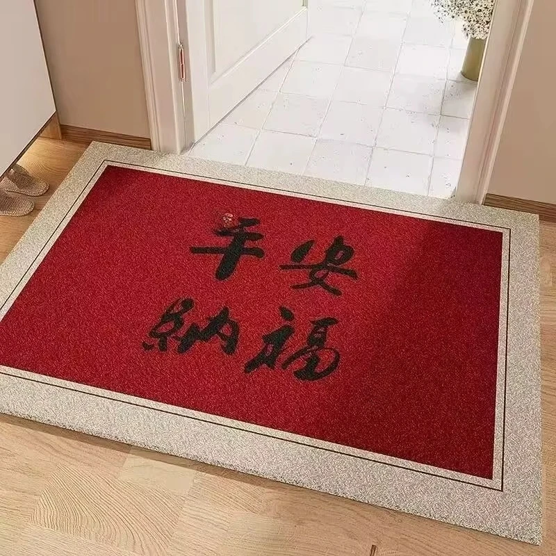 Silk Loop Commercial Entryway Rug, Red Striped Welcome Floor Mat, Stain Resistant Doormat