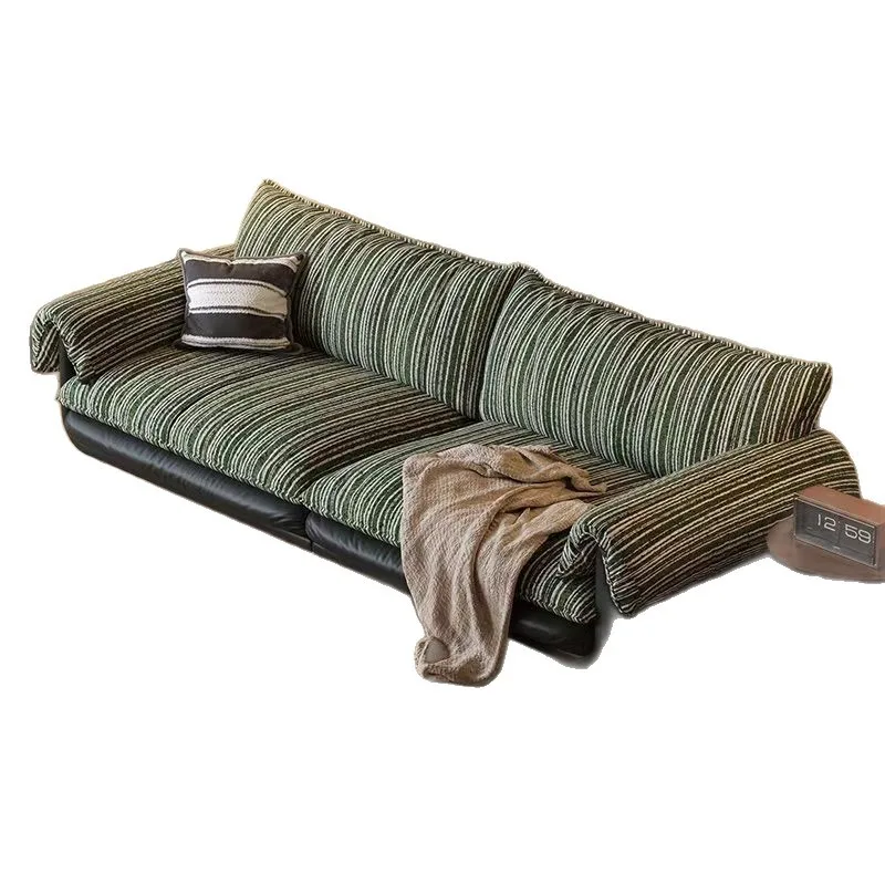 Yarn color matching striped fabric sofa small apartment living room one-character sofa bed