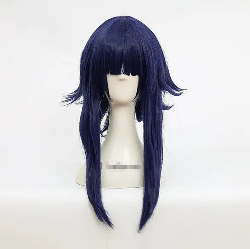 Hyuga Hinata pelucas de Cosplay de Anime, mezcla de cabello sintético negro y azul, esponjoso, fiesta de carnaval, juego de rol, dos estilos + gorro de peluca