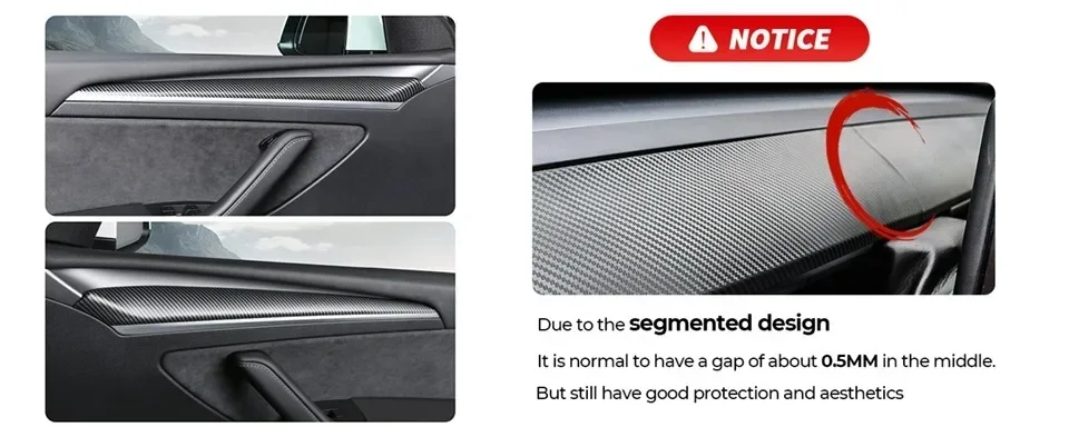 Auto Dashboard Abdeckung Für Tesla Modell 3Y Tür Dash Trim Panel Carbon Fiber ABS Innen Zubehör Aufkleber 2021-2024 Neue – Detail 1