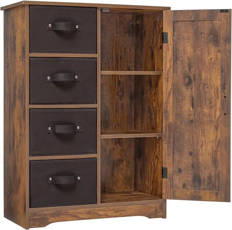 

Storage Cabinet with 4 Removable Storage Spaces and 1Door,Accent Floor Cabinet with Adjustable Shelves,Cupboard for Living Room