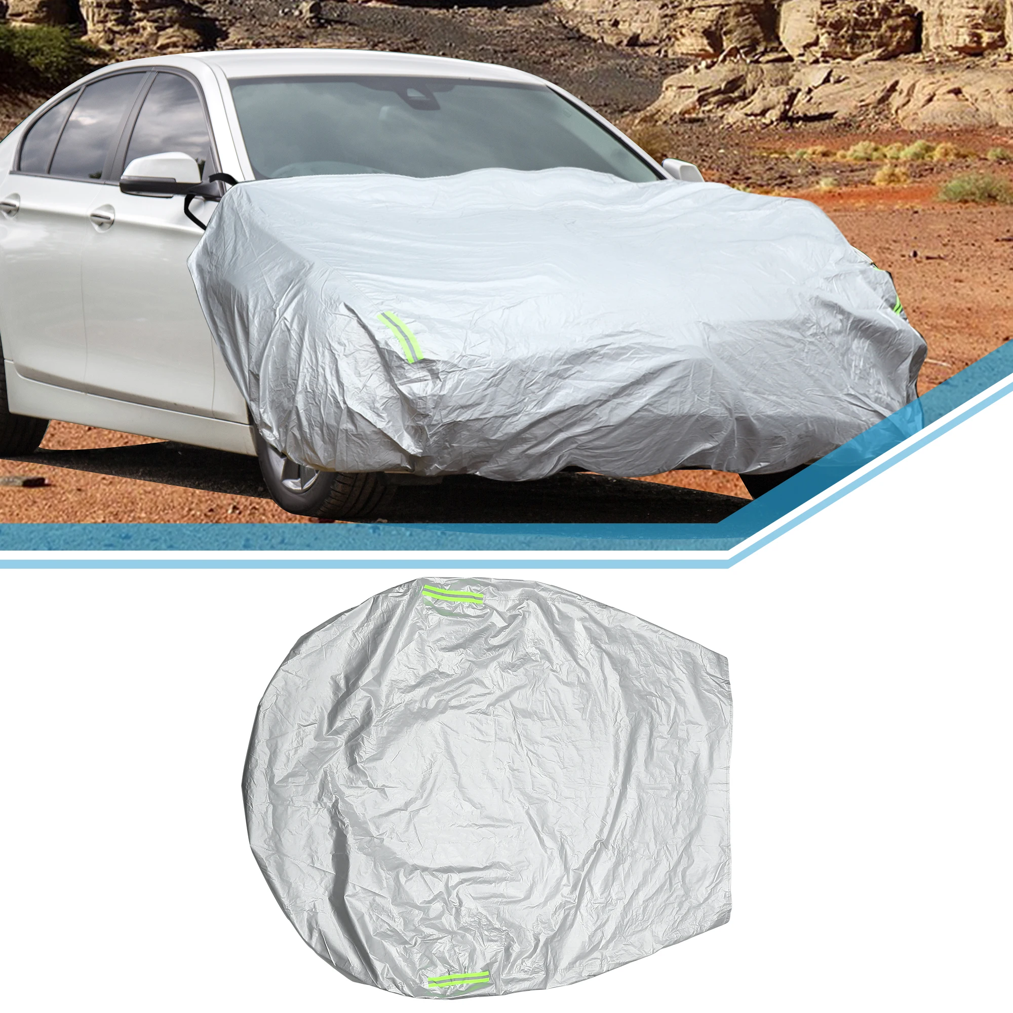 

UXCELL Front Half Car Cover 214x110cm Bonnet Cover Waterproof Outdoor Engine Hood Half Cover for Car Aluminum Film Cotton