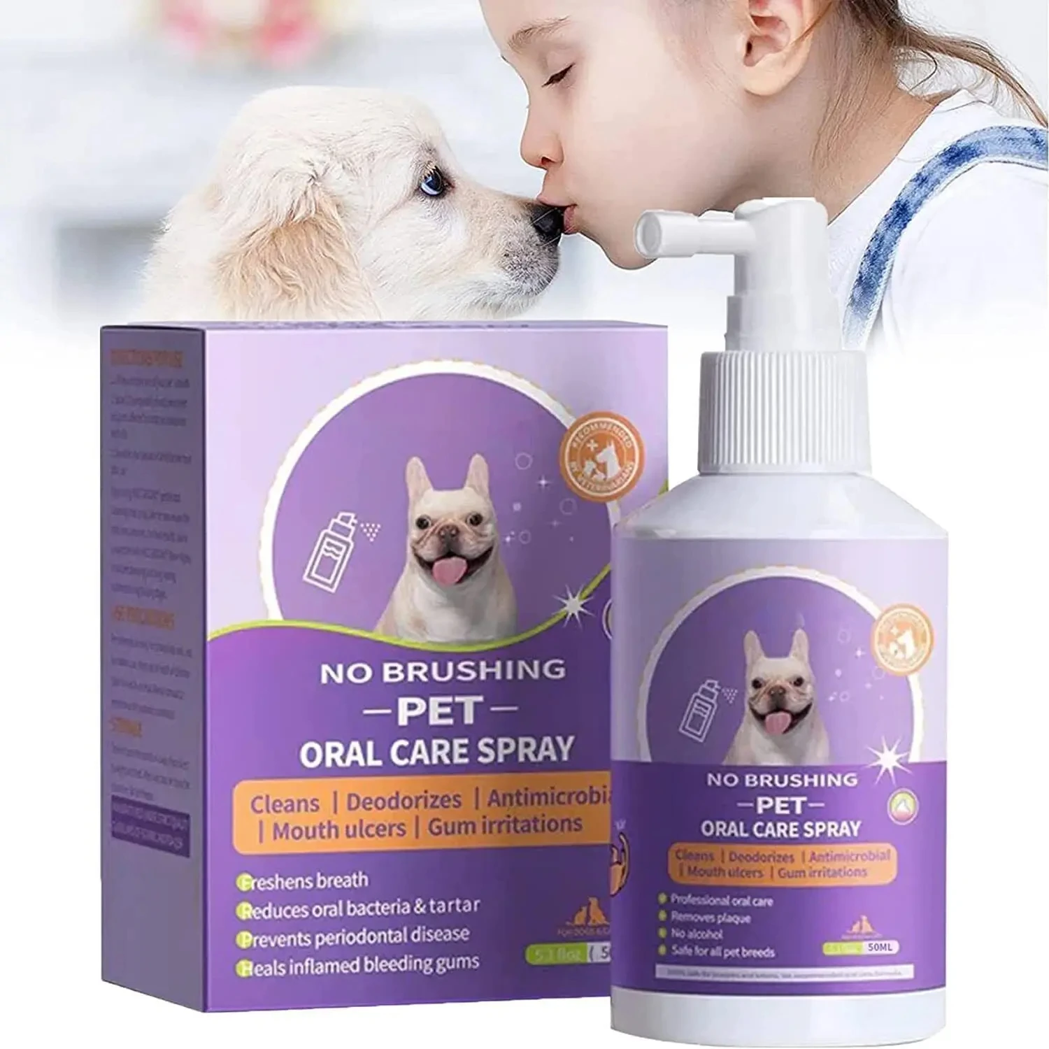 50ml Pet Oral Cleanse Spray Dogs Cats Teeth Clean Deodorant Prevent Calculus Remove Kitten Bad Breath Pet Supplies