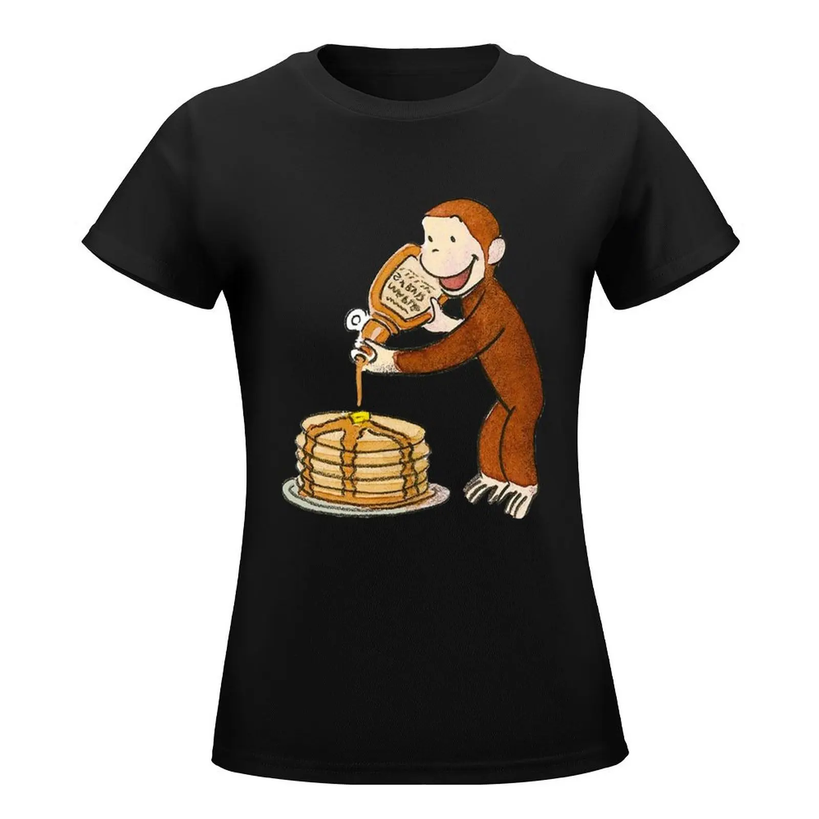 Curious George making pancakes T-Shirt quick drying customs design your own new edition Womens clothing