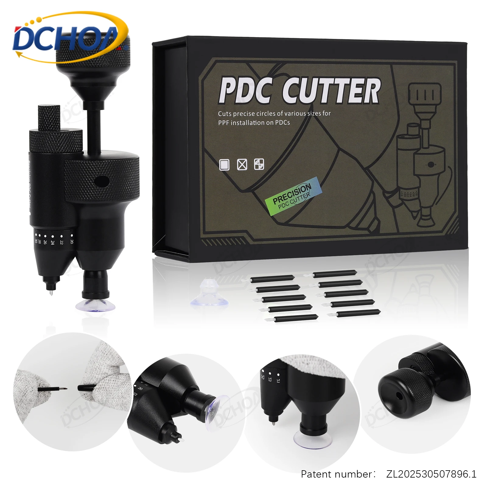DCHOA 18~32mm Car Radar Hole Film Cutter PDC Parking Sensor Vehicle PPF Wrap Covering Tint Circular Precision Cut Out Knife Tool
