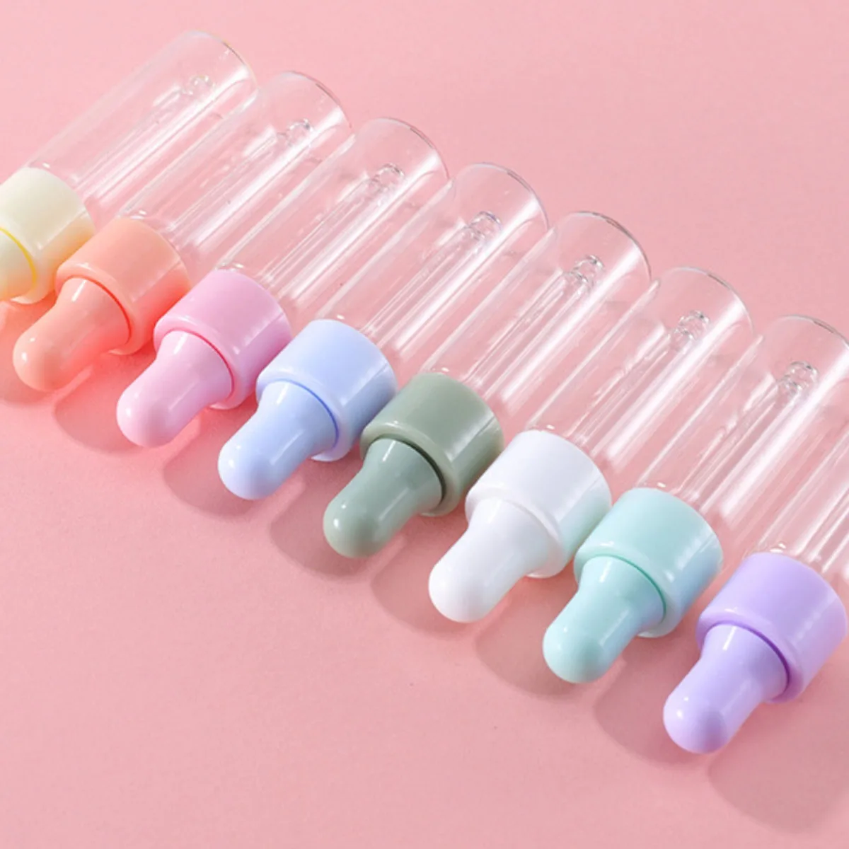 10x 1/2/3/5ml Clear Glass Dropper Bottles Macaroon Cap Serum Essential Perfume Oil Mini Portable Travel Dripper Eye Drop Pipette