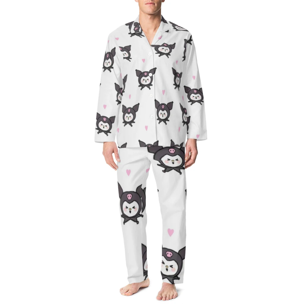 Pijama estampado Sanrio Kurome masculino ou feminino |   Conjuntos de pijama fofos |   Roupa de salão elegante para mulheres |   Roupas macias