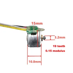18 Degree Micro 15mm 15BY25 2-phase 4-wire Stepper Motor Mini Step Stepping Motor with 19 Teeth 0.15 Modulus Copper Gear