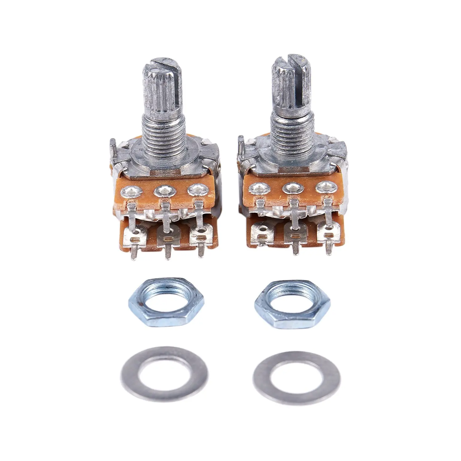 A14M 2 Pcs B50K 50K Ohm 6 Terminals Dual Linear Rotary Taper Potentiometers