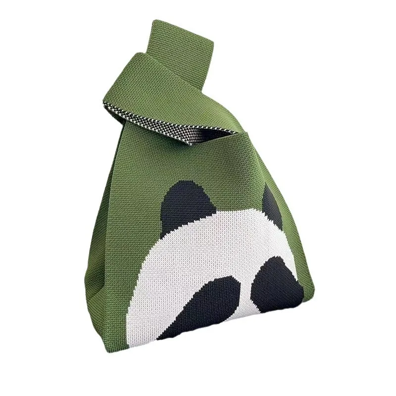 다용도 쇼퍼 미니 토트백 여성 수제 니트 소형 핸드백 캐주얼 손목 가방 학생용 재사용 가능한 숄더백 일상용