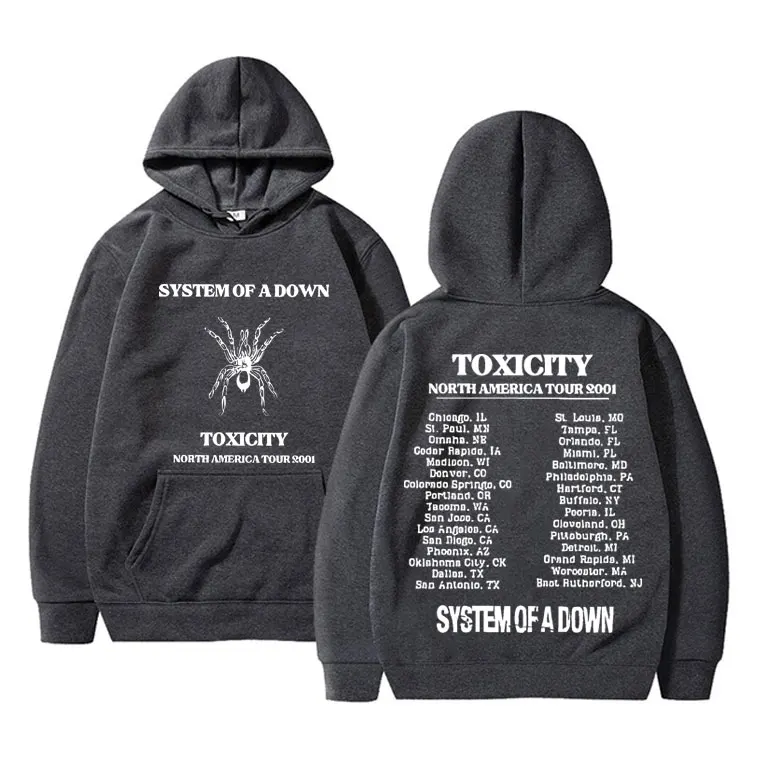 Rock Band System of A Down Toxicity Tour Hoodie Men Fleece Oversized Sweatshirt Men's 90s Alternative Metal Hoodies Streetwear