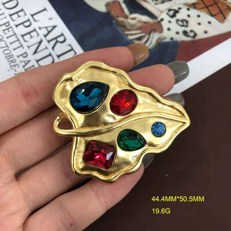 Light Luxury Enamel Glaze Colorful Rhinestone Leaf Fairy Small Pot Brooch