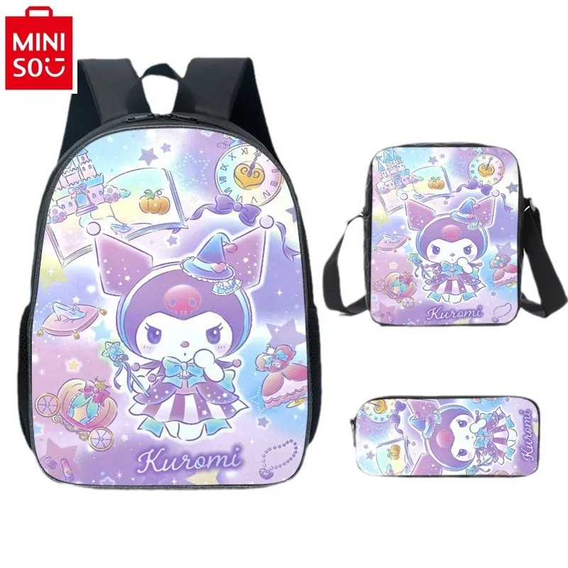 MINISO 2024 Fashion New Cartoon Kuromi Backpack High Quality Nylon Large Capacity Storage Children's Backpack