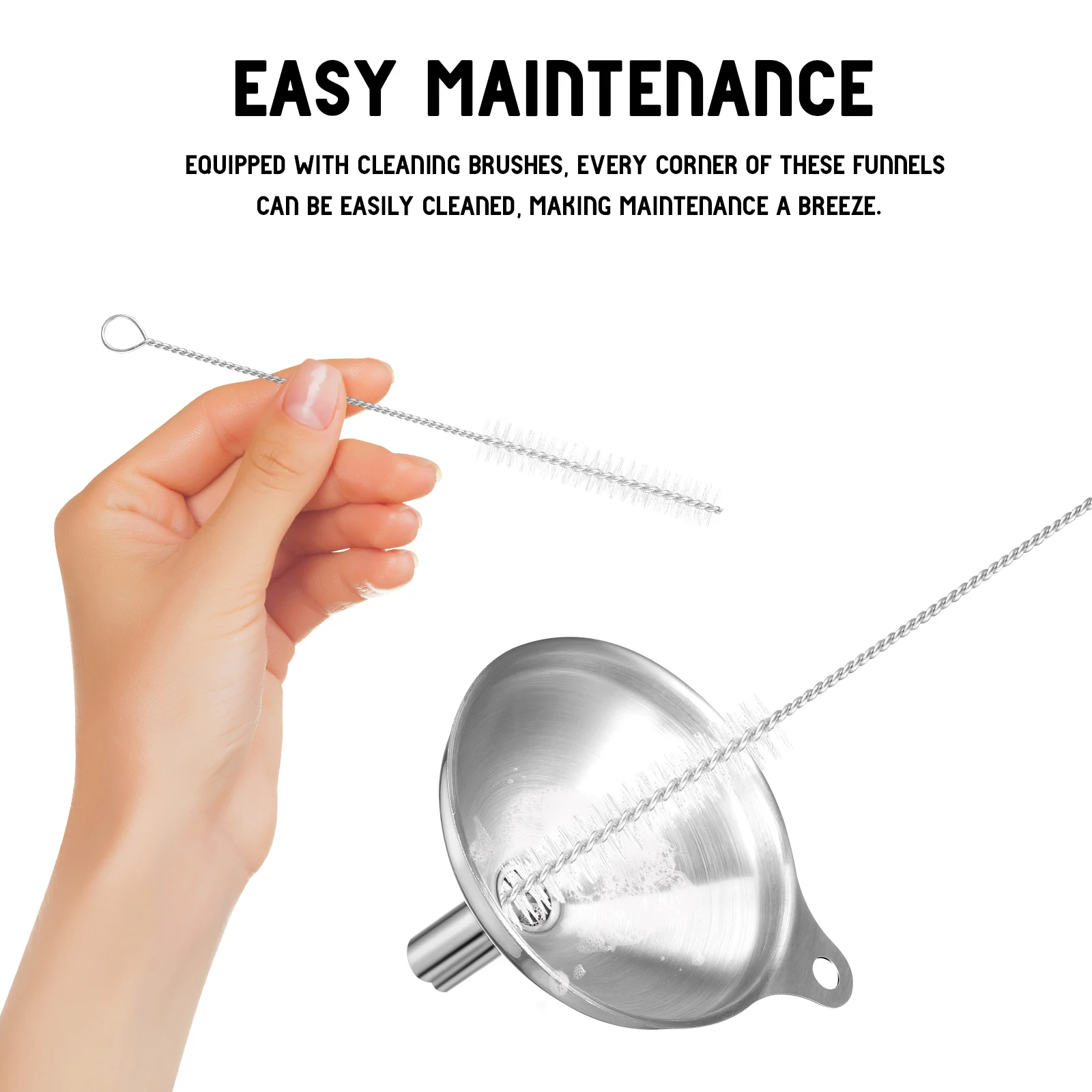 

1Set Stainless Steel Funnels Various Sizes Thickened Rolled Edge Kitchen Tool for Oil Juice Transferring Bottle Filling with