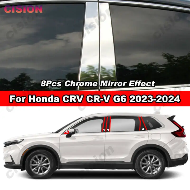 

For Honda CRV CR-V G6 2023-2024 Chrome B C Center Pillars Post Cover Trim Car Door Window Middle Column Stainless Steel Sticker