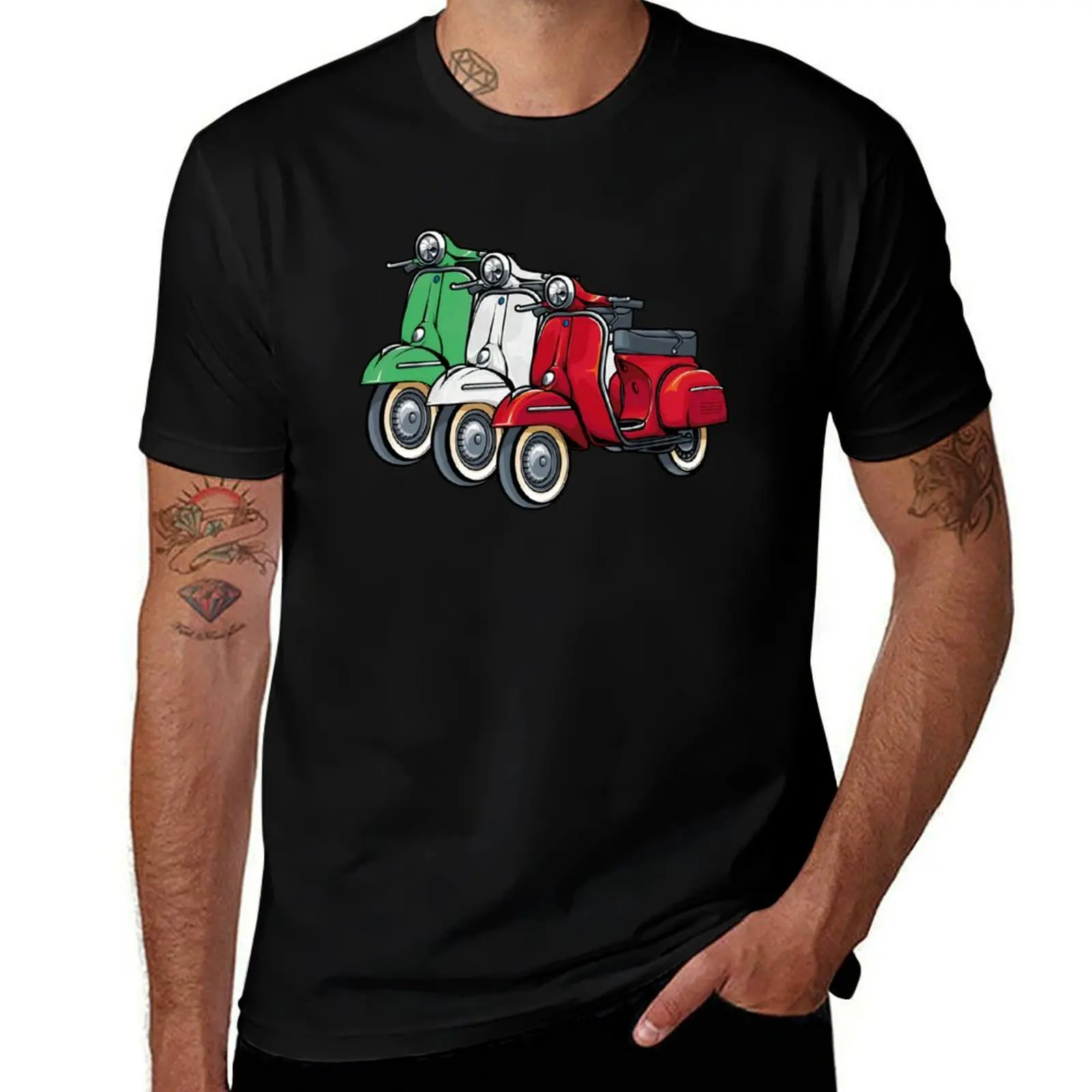 

Italy Classic Scooter Moped Bike Retro Love Vintage T-Shirt t shirts for man cotton soft T-Shirt