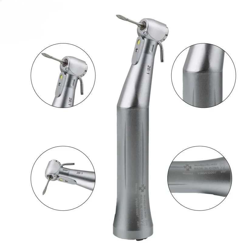 Dental Implant Contra Angle 20:1 Series Handpiece Single Water Spray,Stable-Speed, High-Torque, Choice of Normal/LED/Fiber Optic