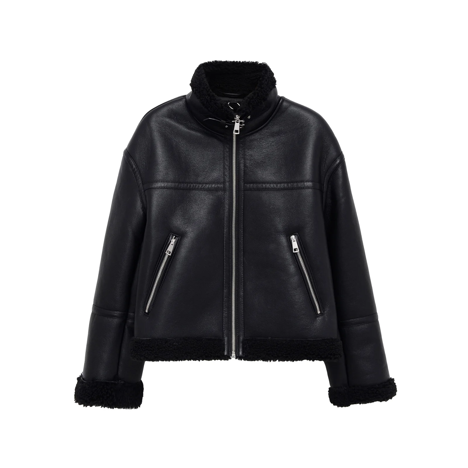 2025 Herbst Neue Damen Casual Modische Vielseitige Stehkragen Doppelseitige Fleece Warme Jacke/Leder Mantel