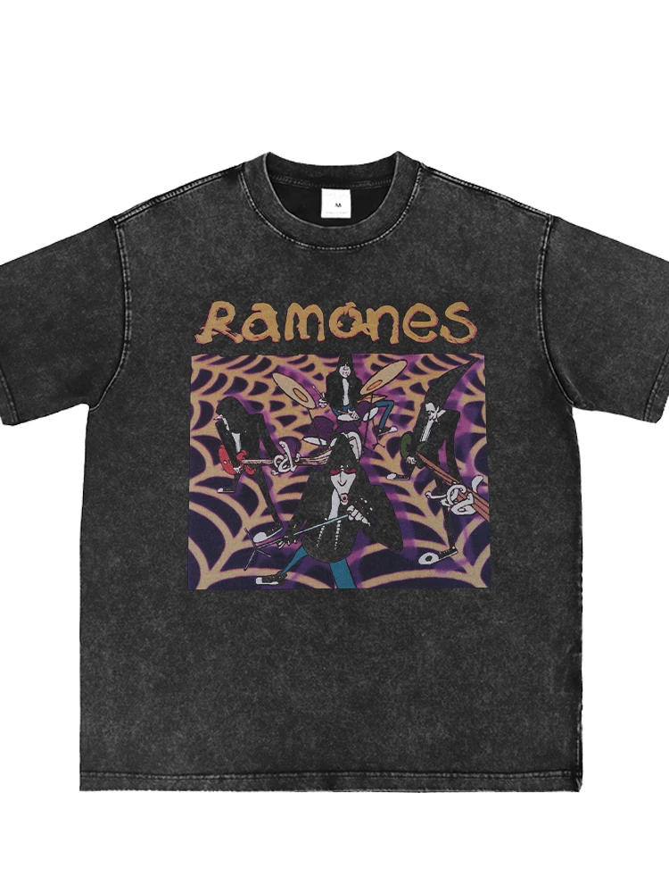 Rumors Washed Vintage American Street Punk Rock Band Loose Short Sleeve T-Shirt Cotton Youth Casual round Neck Print Tee