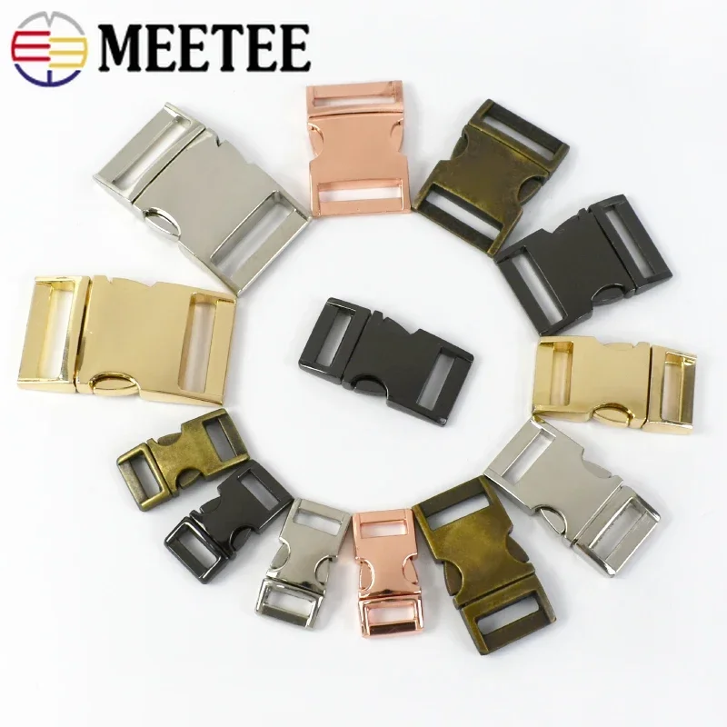 4Pcs Meetee 10-38mm Metal Side Release Buckle Bag Strap Webbing Adjust Clip Clasp Dog Collar Belt Hook DIY Hardware Accessories