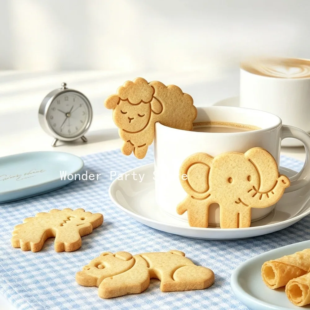 Hanging Cup Elephant Rabbit Sheep Biscuit Mold Animal Cookie Cutter Cookies Fondant Mold Coffee Cup Cake Decorating Baking Mold