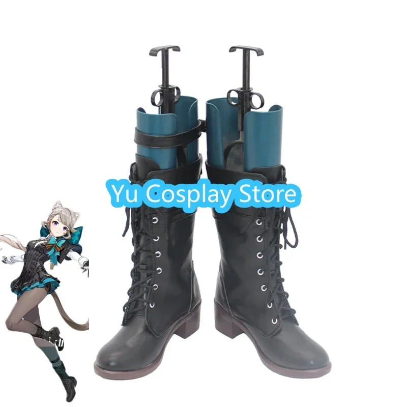 

Yu-Cosplay Game Genshin Impact Lynette Cosplay Shoes Halloween Carnival Boots Cosplay Prop PU Leather Shoes Custom Made