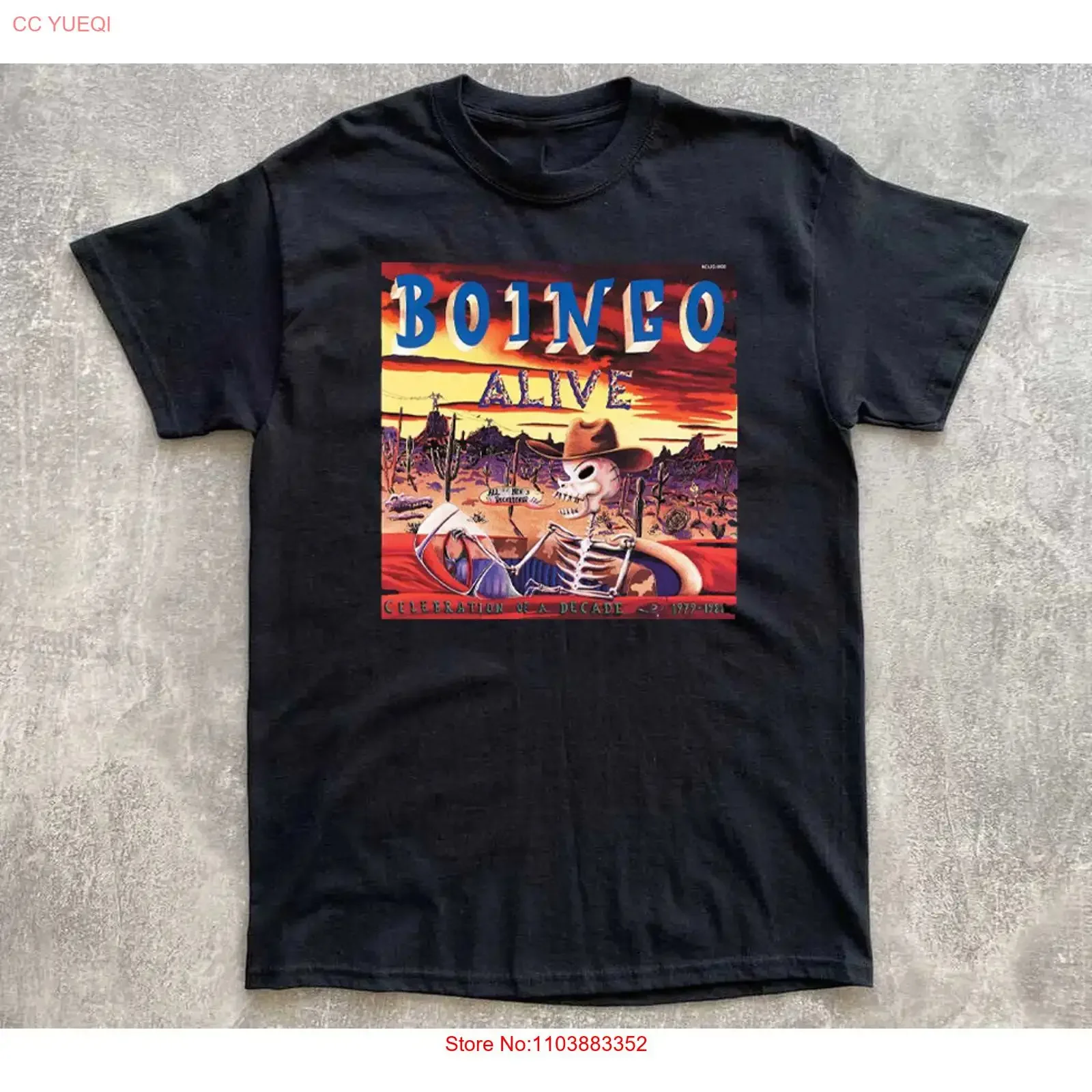 T-shirt en coton noir Boingo Alive Version, toutes tailles S à 5XL, T205, vêtements vintage lavés, streetwear, mode douce