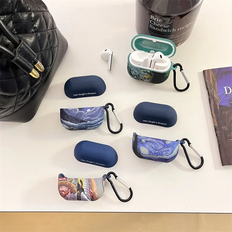 2024 Pretty Van Gogh pattern Crystal stickers Matte Hard Earphone case for samsung galaxy buds 3/buds 3 pro
