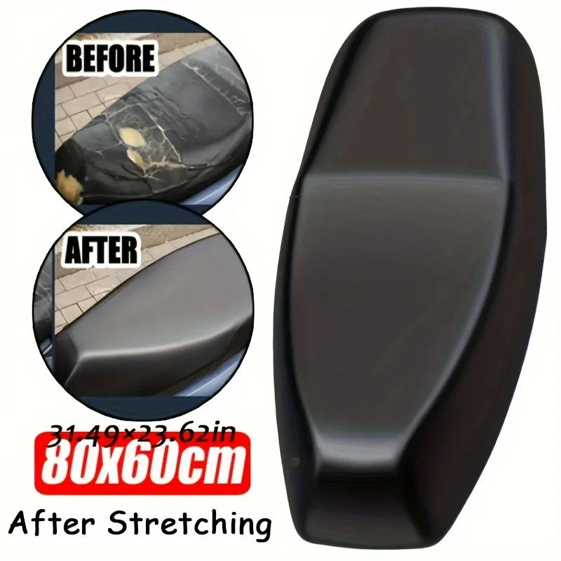 Universal Motorcycle Seat Cover Black PU Leather - Non-Slip, Scratch Proof, Easy to InstallStorage, Fits Most Models