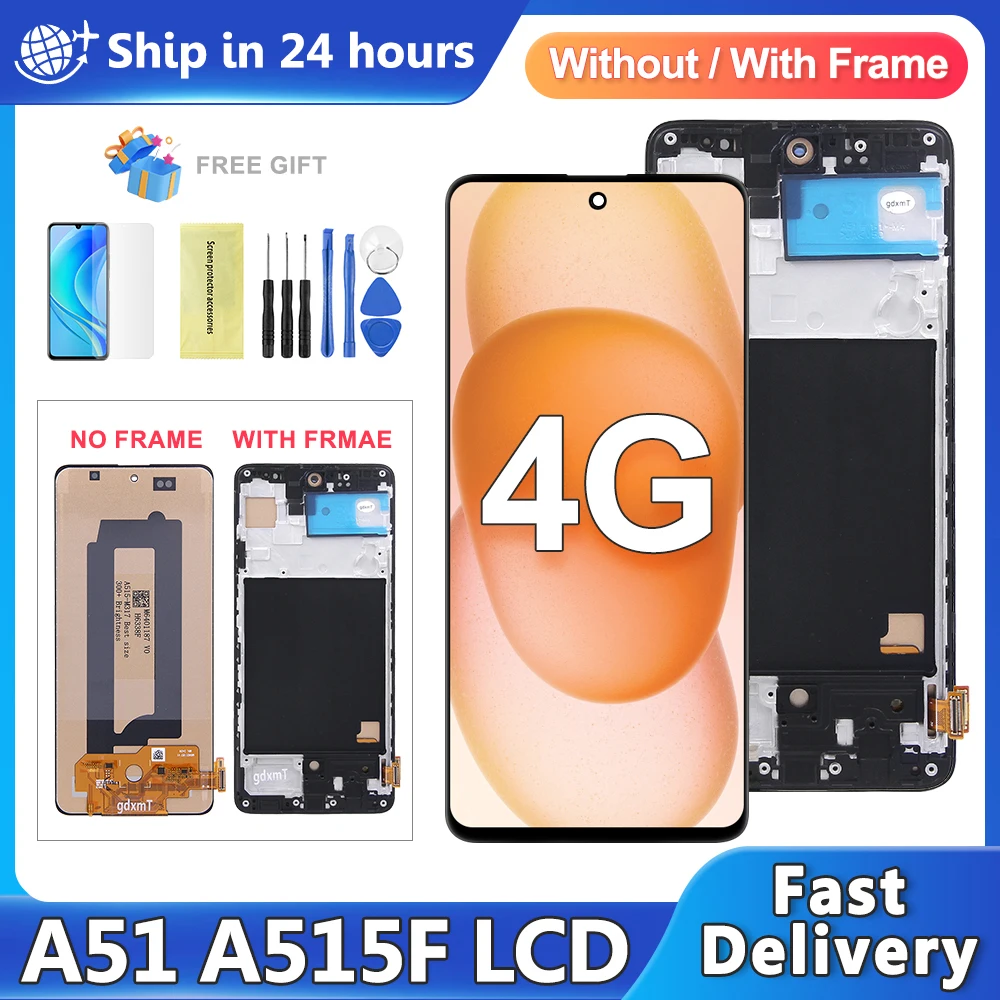 A51 Display For Samsung A51 LCD SM-A515 SM-A515F A515 Display Touch Screen Digitizer Assembly Replacement A51 Display Screen