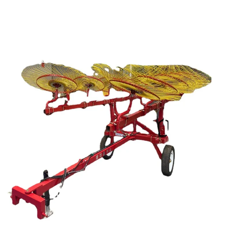 Tractor hanging four-disc rake, new 80 elastic tooth pickup machine, automatic spreading of straw straw for multi-purpose