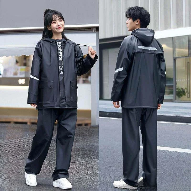 

Two-Piece Cycling Raincoat Set for Vehicle Riders Fishing Outdoor Work Heavy Rainproof Riding Rainwear Suit
