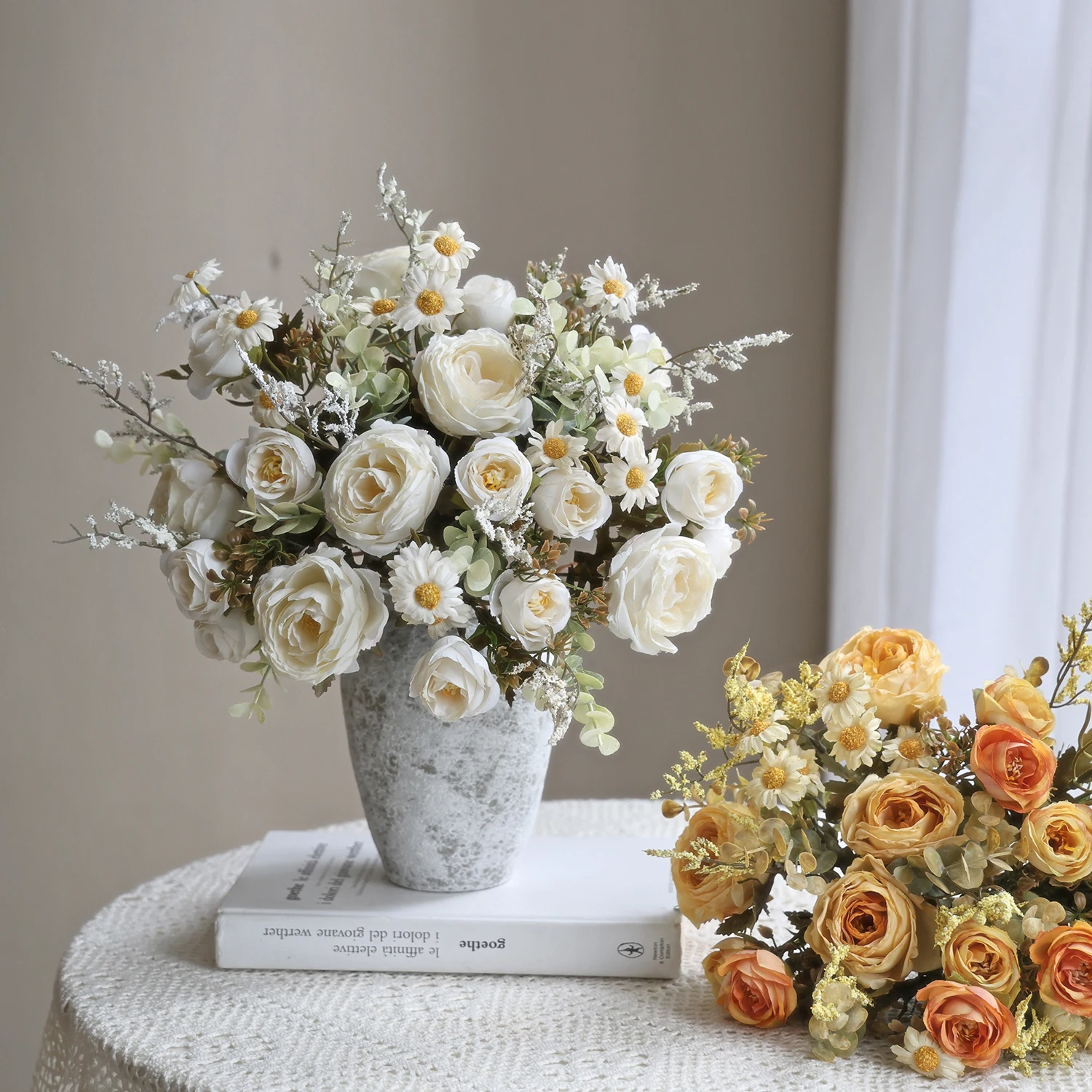 زهرة اصطناعية الحرير ارتفع عباد الشمس طاولة غرفة المنزل إكليل الزفاف باقة الزفاف ديكورا عيد الحب في الهواء الطلق ساحة حديقة لتقوم بها بنفسك هدية #3