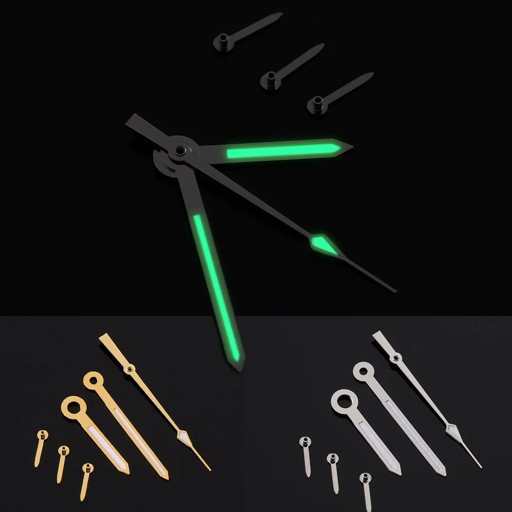 

VK63 Watch Hands Gold Silver for Seiko Quartz Movement Speedmaster Green Luminous Watches Parts Pointer Needle Mod Accessories