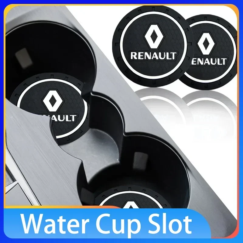

2pcs Car Heat-resisting Coaster Silica Gel Water Cup Slot Dirt Pad For Renault DUSTER Megane 2 3 Clio 4 Captur Kadjar Fluence