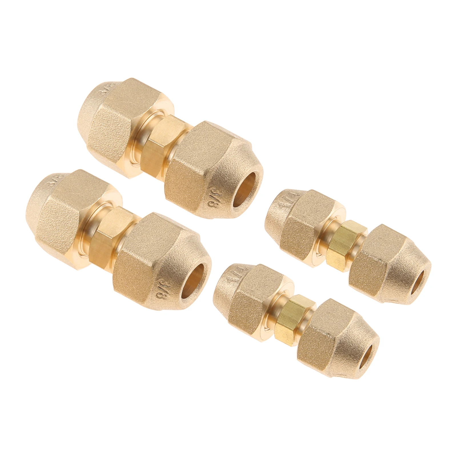 4 Pcs Copper Pipe Extension Joint Connectors Pipe Coupling Adapters with Flare Nuts Flare Fittings 3 Sizes
