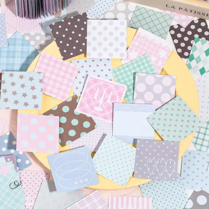 50pcs /set Basic Grid Pattern Message Paper Adhesive Paper Sticker Decorative Scrapbooking Diary Album Junk Journal Supplies