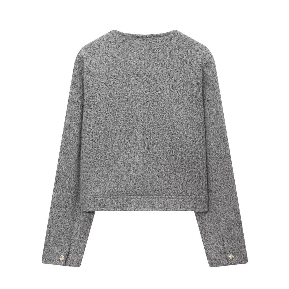 Giacca invernale in pelle di perle impreziosita da bottoni dorati alla moda da donna nuova