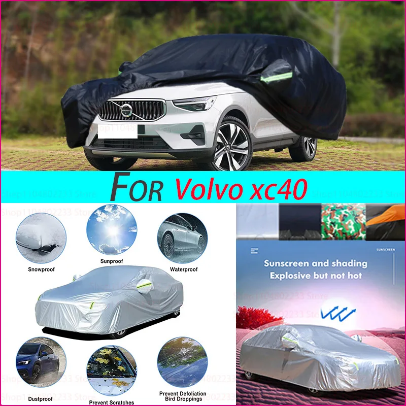 

Black Heavy Duty Car Cover Waterproof All Weather, Full Exterior Cover Outdoor Snow Sun Uv Protection For Volvo Xc40