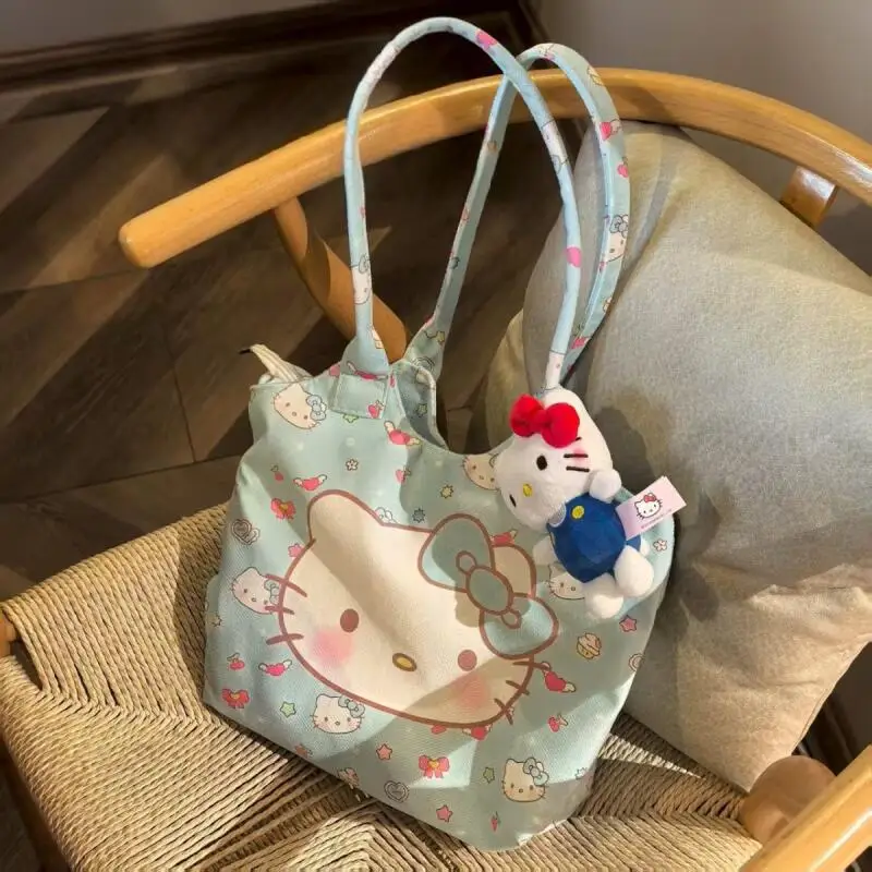 Sanrio New Cartoon Shoulder Bag Kitty Shoulder Bag Large Capacity Fashion Sweet Style Student Girl Shop Tote Bag Shoulder Bag