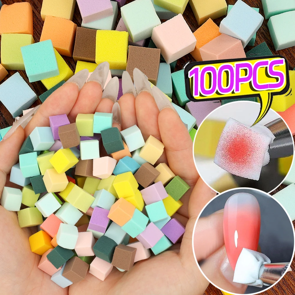 50/100PCS Soft Mini Nail Art Sponge Gradient Nail Art Stamper Grab Pen Manicure DIY Nails Accessories Colorful Nail Sponge Tools