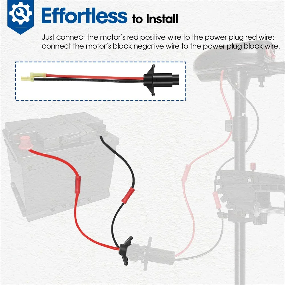 14365-6 Trolling-Motor-Stecker, männlicher Anschluss für elektrische Angelrollen, Schnellverbindungs-Elektrostecker für Boote, 12 V, 8 Gauge, 2-adrig – Detail 7