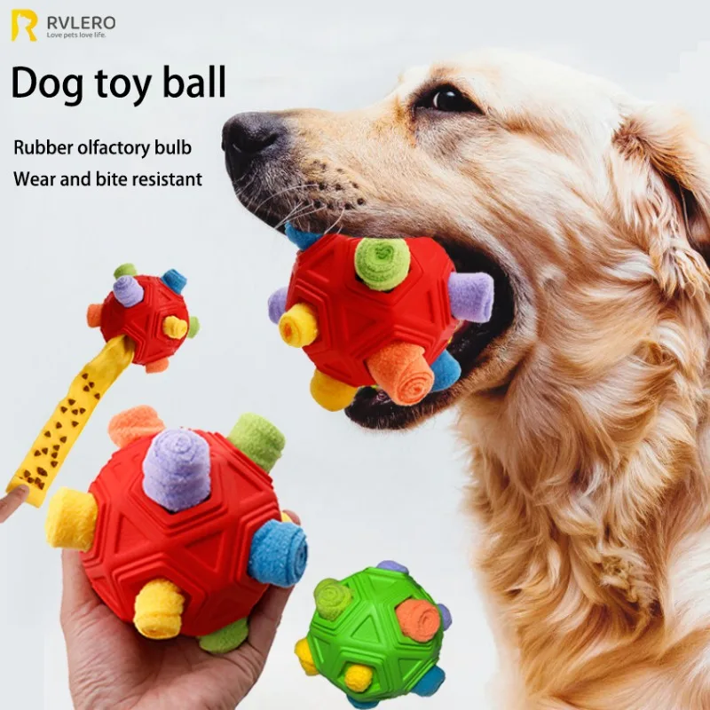 

Dog Toy Ball Resistant Biting Grinding Teeth Sniff Rubber Ball Leaking Food Toy Ball Interactive Chewing Pets Toys for Puppies