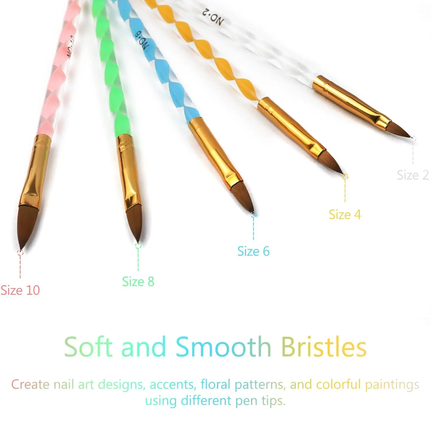 LINMANDA 5 قطعة أظافر تركيب من الأكريليك فرشاة بطانة فرشاة مانيكير نقطة الحفر رسم اللوحة طقم أدوات DIY بها بنفسك مسمار الفن Designsv