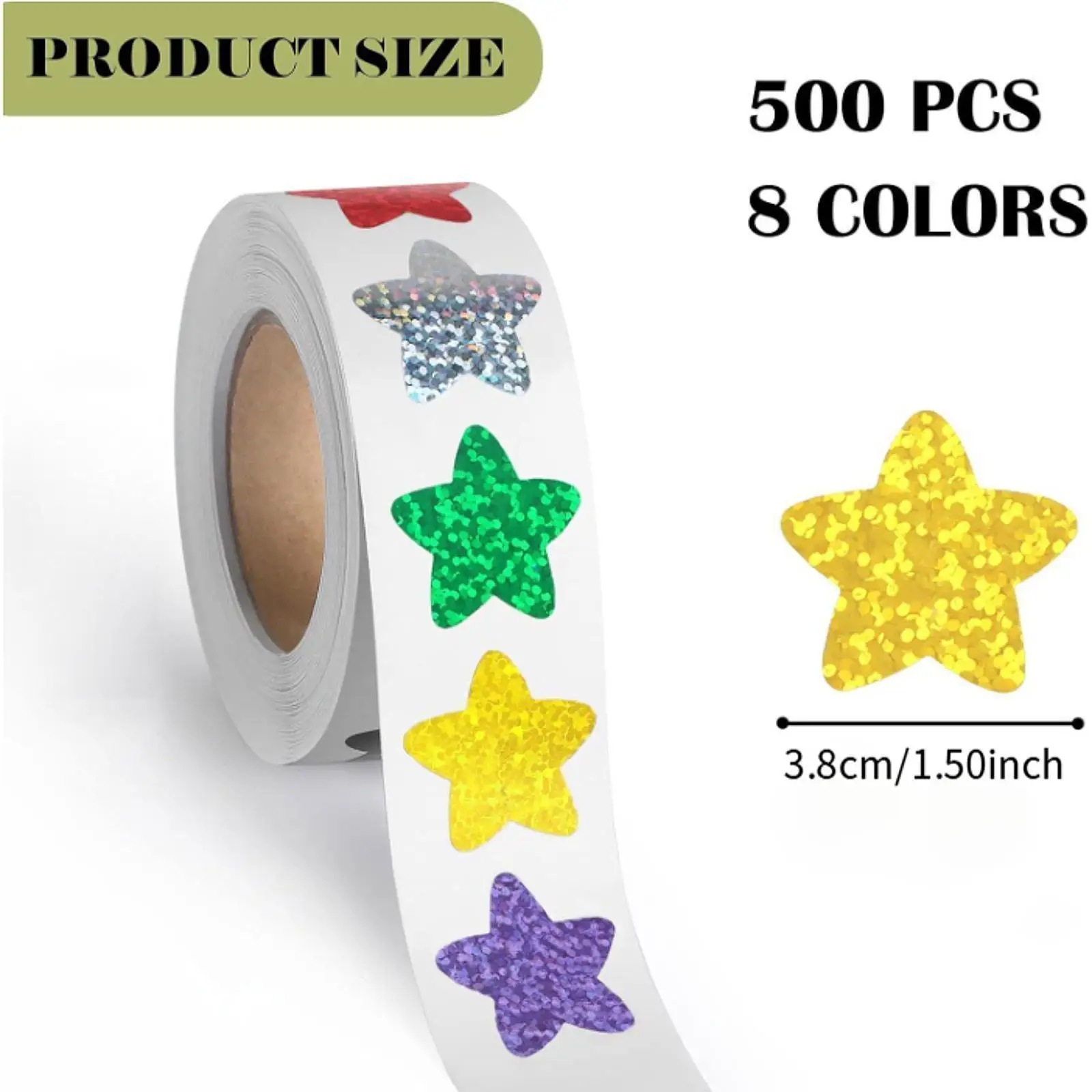 Блестящие наклейки с лазерной звездой, 500 шт./рулон для диаграммы поведения, сделай сам, рукоделие, школа