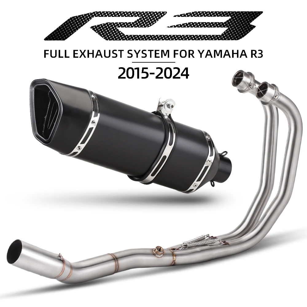 

For MT03 R25 R3 2015-2024 Slip On Motorcycle Full Exhaust SystemHeader Front Link Pipe Connect Carbon Fiber Muffler